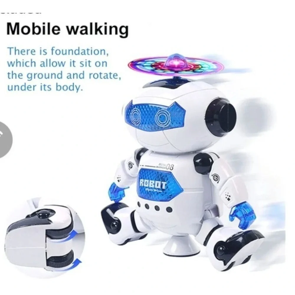 Robot Toys for Kids, 360° Body Dancing Robot Toy with LED Lights and Music, Smar